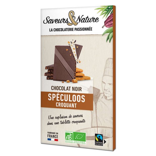 Saveurs & Nature Chocolat Noir Spéculoos Croquant 80g
