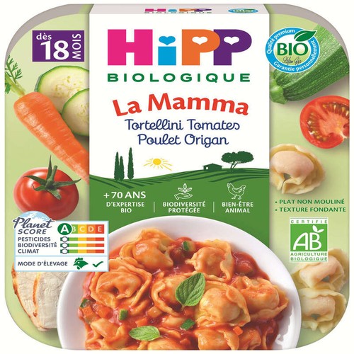 Hipp Biologique La Mamma Tortellini Tomates Poulet Origan 250g