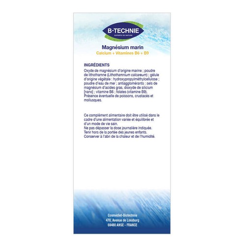 Biotechnie Magnésium Marin B6 B9 + calcium 100 gélules