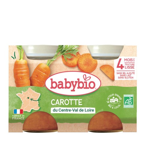 Babybio Carotte du Centre Val de Loire dès 4 mois 2x130g