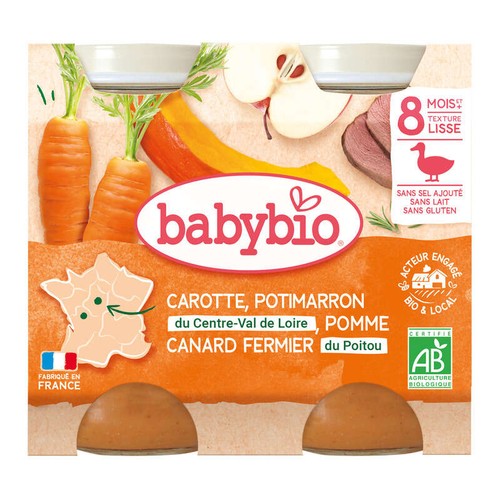Babybio Carotte Potimarron Pomme Canard fermier du Poitou 400g