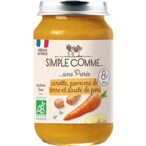 Simple Comme...Purée Carotte Pomme de Terre et Sauté de Porc Dès 8 Mois 190g