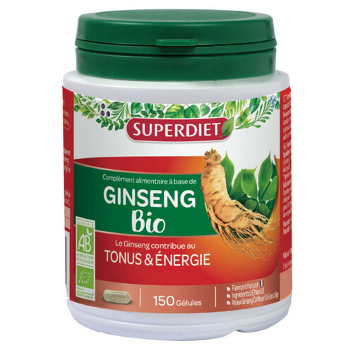 Superdiet Complément alimentaire à base de Ginseng Bio x150 gélules - 49g