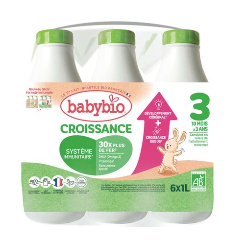 Babybio BB Croissance Lait Liquide dès 10 mois 6x1L