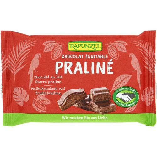 Rapunzel Chocolat au Lait Fourré Praliné 100g