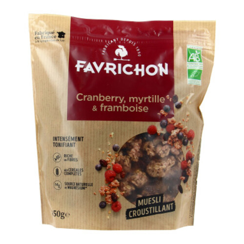 Favrichon Muesli Cranberry, Myrtille & Framboise 450g Bio