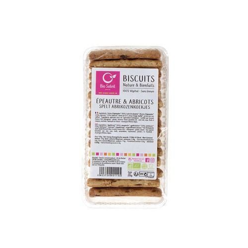 Bio Soleil Biscuits Épeautre & Abricots Bio 250gr