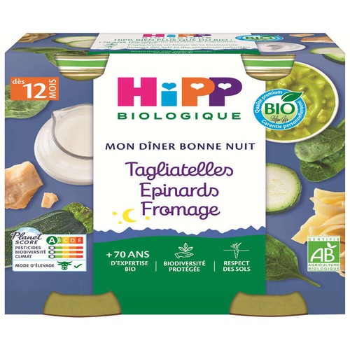 Hipp Biologique Tagliatelles Épinard Fromage Bio, Dès 12 Mois