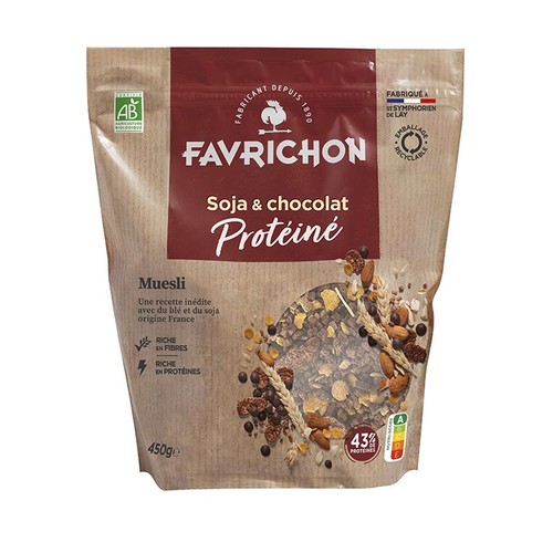Favrichon Muesli Soja & Chocolat Protéiné 450g