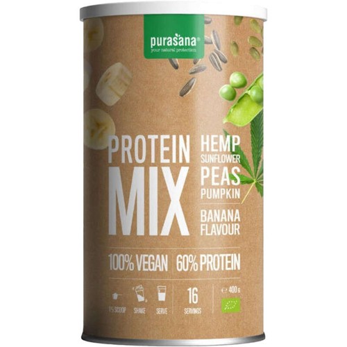 Purasana Poudre protéine pois potiron banane chanvre Bio 400g