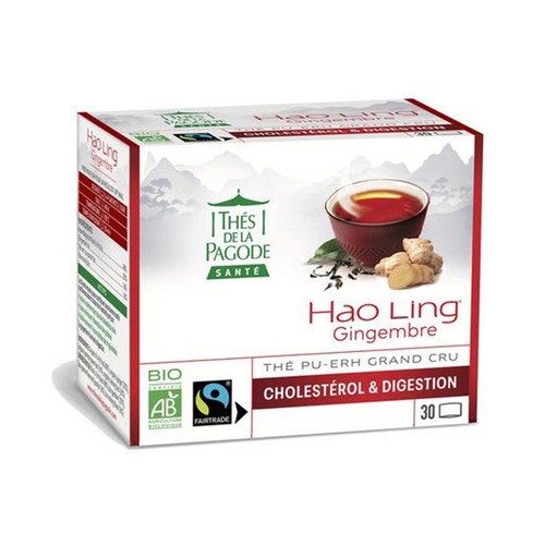 Thés de la Pagode Hao Ling Gingembre Thé Pu-Erh Grand Cru Cholestérol Bio 44g