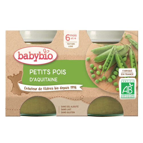 Babybio Petits Pots Petit Pois D'Aquitaine Dès 6M 2X130g