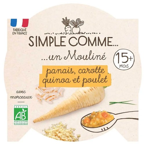 Simple Comme Assiette Panais Carotte Quinoa Poulet dès 15 mois Bio 200g
