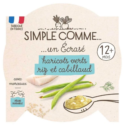Simple Comme Assiette Haricots Cabillaud Riz dès 12 mois 200g
