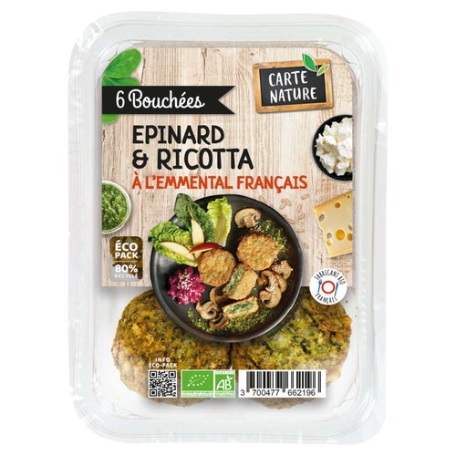 Carte Nature Bouchées épinard & ricotta bio 180g