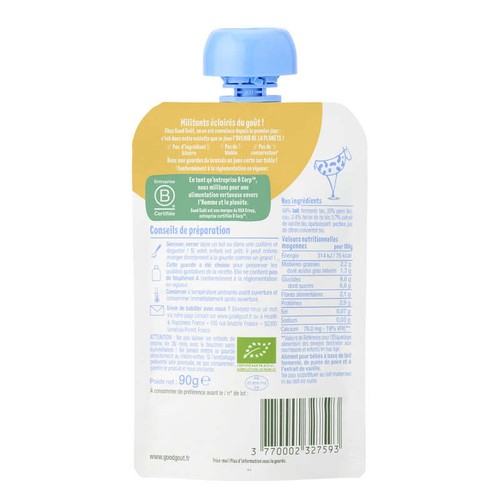 Good Goût Dessert Brassé Poire Vanille Bio Dès 6 Mois 90g