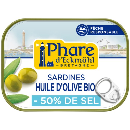 Phare d'Eckmühl sardines huile d'olive -50% sel 115g