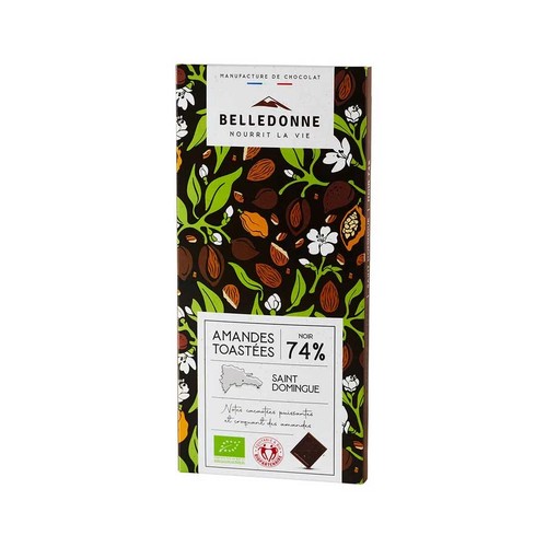 Belledonne Tablette chocolat noir 74% éclats amandes Bio 100g