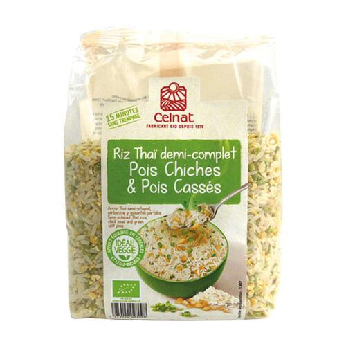 Celnat Riz Thaï demi-complet Pois chichces & pois cassés Bio 500g