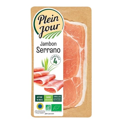 Plein Jour Jambon Serrano en Tranches Bio x4-70g