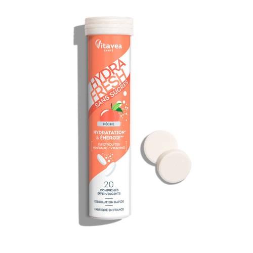 Vitavea Hydrafresh Hydratation & Énergie Goût Pêche 20 Comprimés