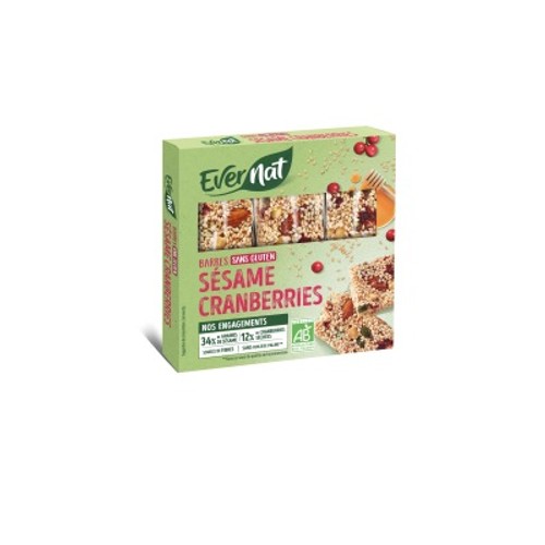 Evernat Barres Sésame Cramberries Bio 3x25g