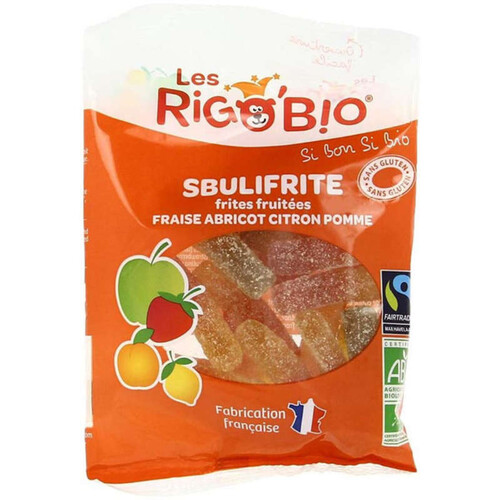 Les Rigobio! Bonbons Scubilifrite Frites Fruitées Pomme Abricot Citron Pomme 100g