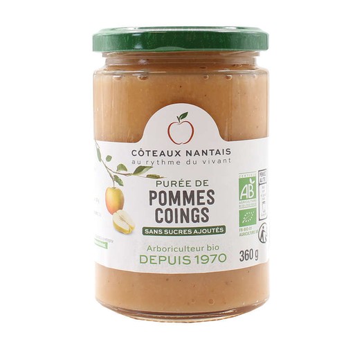 Côteaux Nantais Purée Pommes Coing Sans Sucres Ajoutés Bio 360g