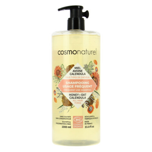Cosmo Naturel Shampooing Usage Fréquent Miel-Calendula-Avoine 1000ml Bio