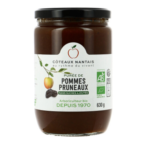 Côteaux Nantais Purée de Pommes & Pruneaux Sans Sucres Ajoutés Bio 630g