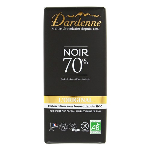 Dardenne Chocolat Noir 70% Sans Gluten 100G Bio