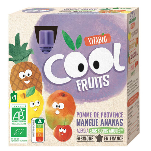 Vitabio Cool Fruits Pomme Mangue Ananas 4X90G Bio