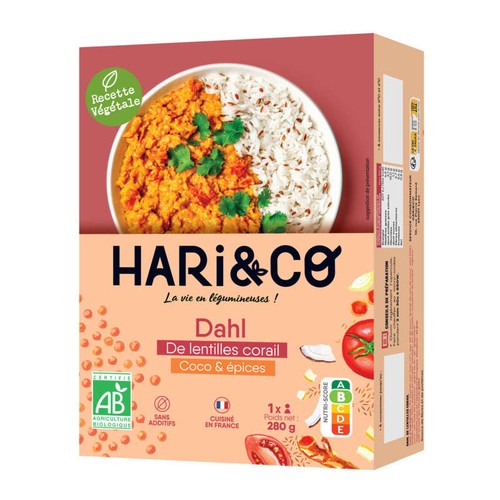 HARI&CO Dahl de Lentilles Corail Coco & Epices Bio 280g