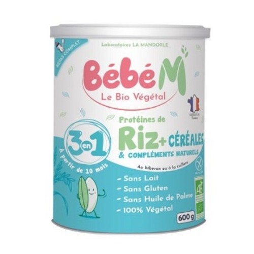 Bebe M Le Végétal Bio Lait 3 En 1 Riz + Céréales 600g