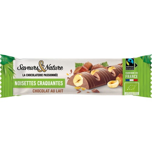 Saveurs & Nature Barre Noisettes Craquantes Chocolat au Lait 30g