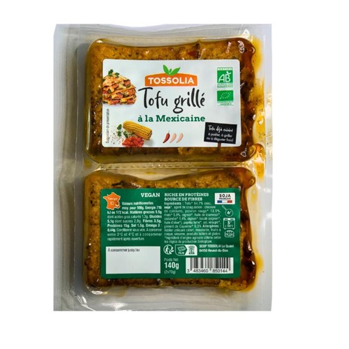 Tossolia Tofu grillé à la mexicaine Bio 2x70g