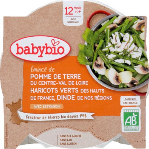 Babybio Assiette Pomme De Terre Haricots Et Dinde Bio Dès 12 Mois 230g