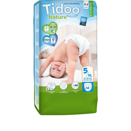 Tidoo Nature Tidoo 46 Couches Jetables Écologiques T5 Night & Day 12/25Kg
