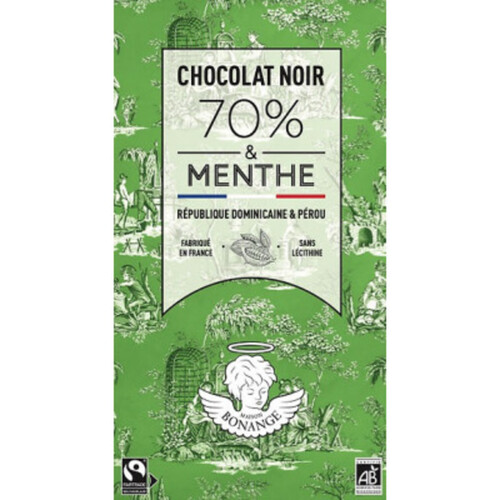 Maison Bonange Chocolat Noir & Menthe Bio 80g