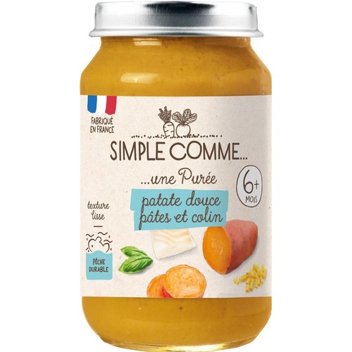 Simple Comme...Purée Patate Douce Pâtes et Colin Dès 6M 190g