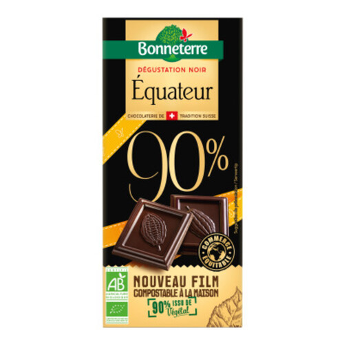 Bonneterre Chocolat Noir Intense Equateur 90% Bio 80g