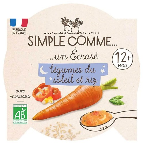 Simple Comme Ecrasé Légumes du Soleil Dès 12 mois Bio 200g