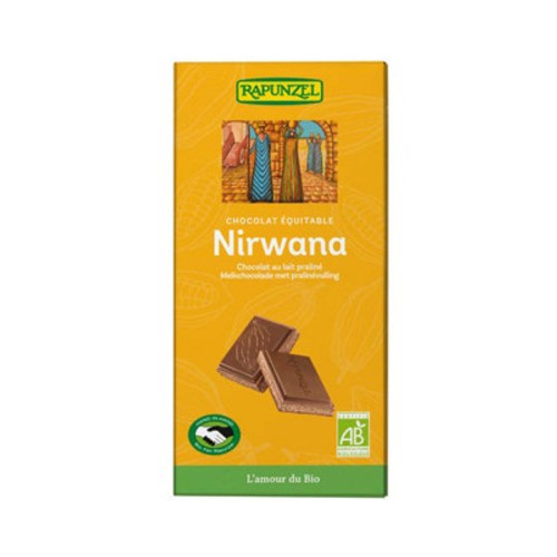 Rapunzel Chocolat au Lait Praliné Equitable Nirwana 100g
