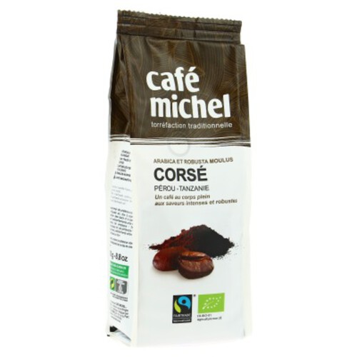 Cafe Michel Café Moulu Mélange Corsé Pérou-Tanzanie 250G Bio