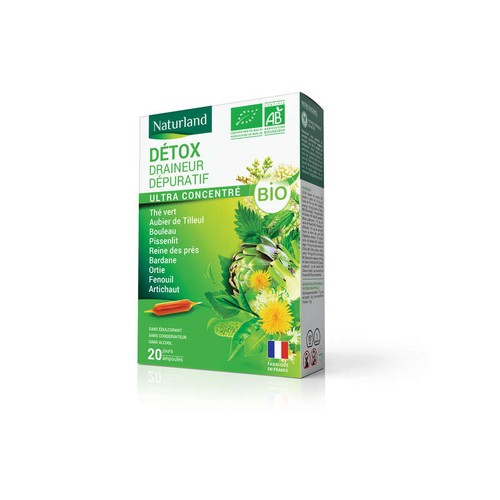 Naturland Détox Draineur Dépuratif Bio 20 Ampoules