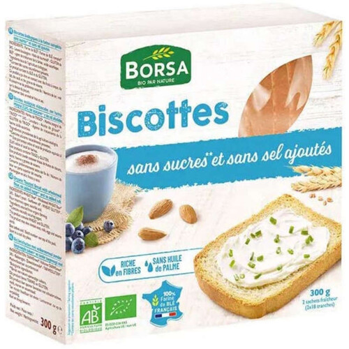 Borsa Biscottes Sans Sucres & Sans Sel Ajoutés 300g