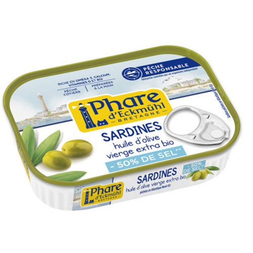 Phare d'Eckmühl sardines huile d'olive -50% sel 115g
