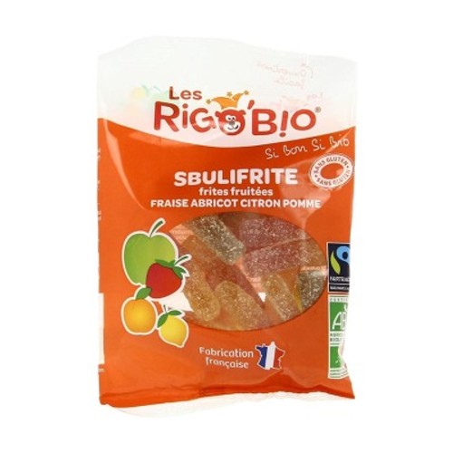 Les Rigobio! Bonbons Scubilifrite Frites Fruitées Pomme Abricot Citron Pomme 100g