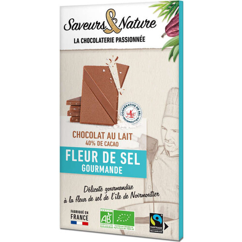 Saveurs & Nature Chocolat au Lait 40% Cacao Fleur de Sel Gourmande 80g