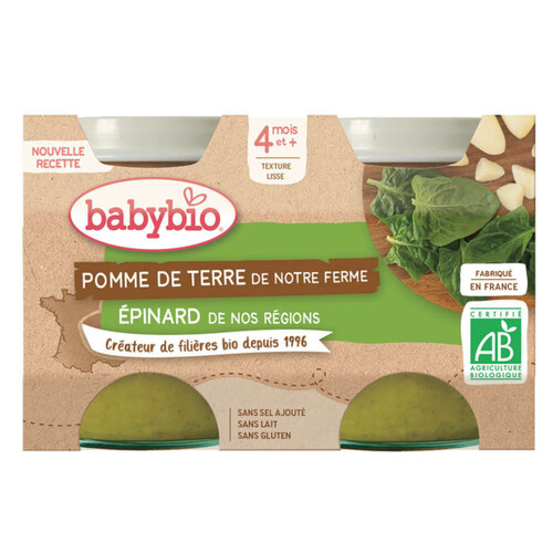Babybio Pot Pomme De Terre Epinards 2X130G